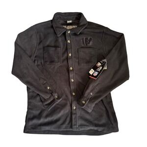 NFL Ultra Game Cincinnati Bengals Fleece Button Down Shirt Jacket Black Mens M